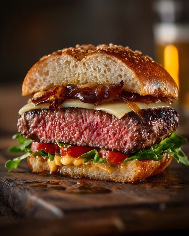 Juicy burger with melted cheese and fresh toppings served Free Premium Stock Photo - stock photo