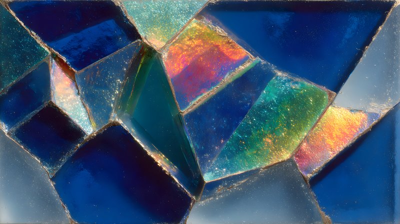 Colorful glass pieces arranged in a unique pattern Free Premium Stock Image - stock photo