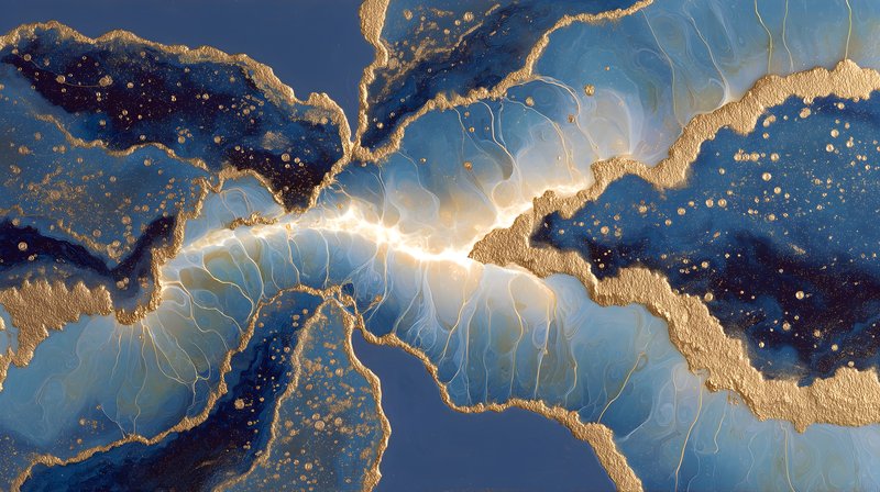 Artistic piece with blue and gold colors in abstract design Free Premium Stock Photo - stock photo