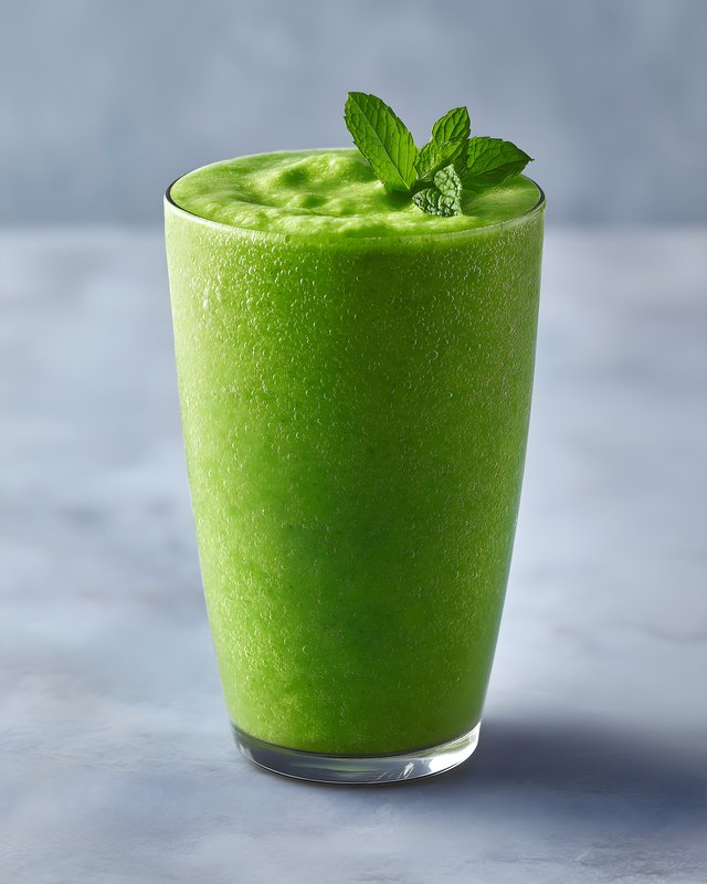 Refreshing green smoothie with mint on a gray background Free Premium Stock Photo - stock photo