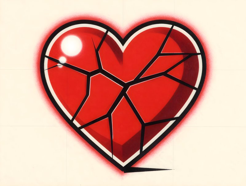 Red heart with cracks and highlights on a plain background Free Premium Stock Photo - stock photo