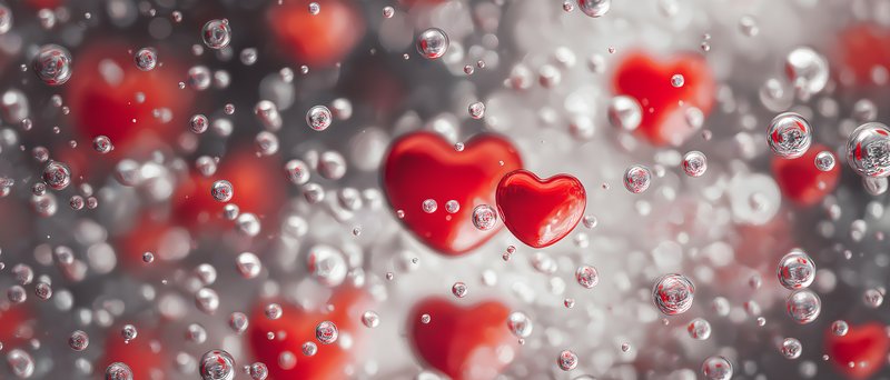 Hearts floating in bubbles underwater during a festive time Free Premium Stock Photo - stock photo