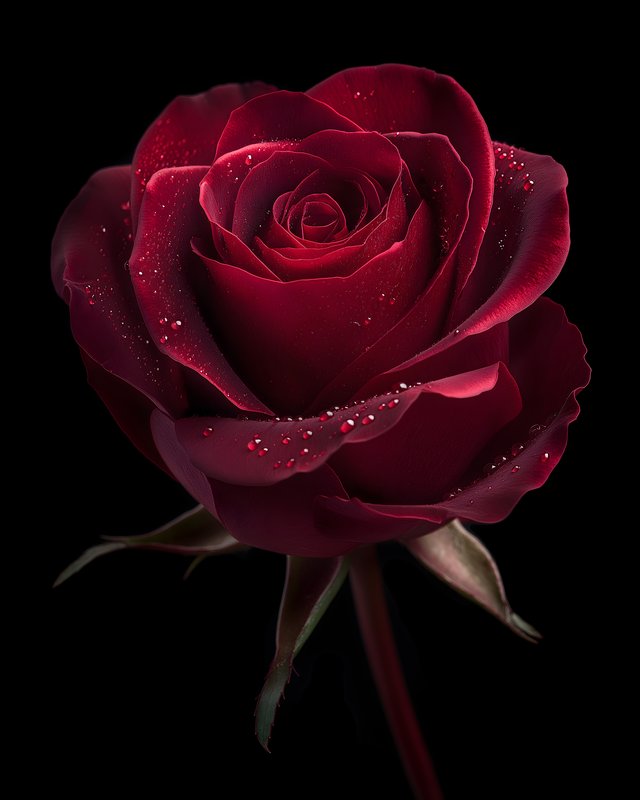 Red rose with water droplets on black background Free Premium Stock Image - stock photo