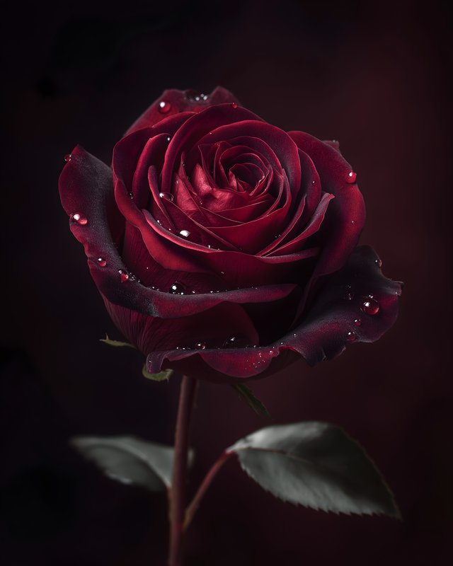 Red rose with water droplets in dark background Free Premium Stock Image - stock photo