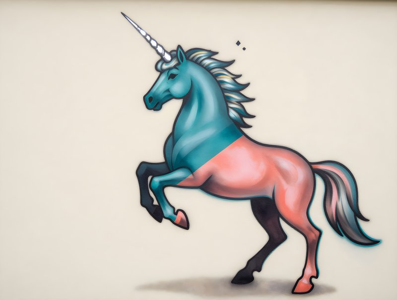 Unicorn standing in colorful pose on white background Free Premium Stock Photo - stock photo