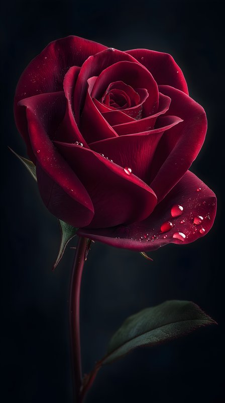 Red rose with water droplets on dark background Free Premium Stock Image - stock photo