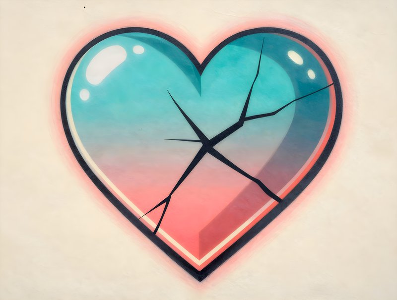 Broken heart design with bright colors on a light background Free Premium Stock Image - stock photo