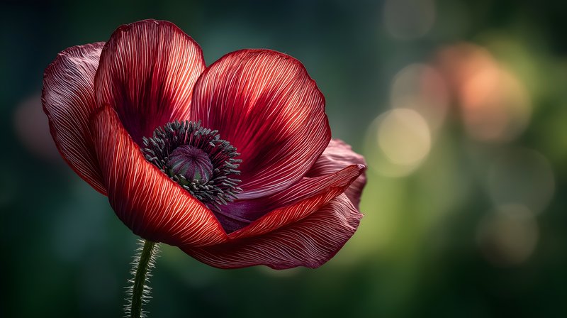 Red flower blooms in a garden with blurred background light Free Premium Stock Photo - stock photo