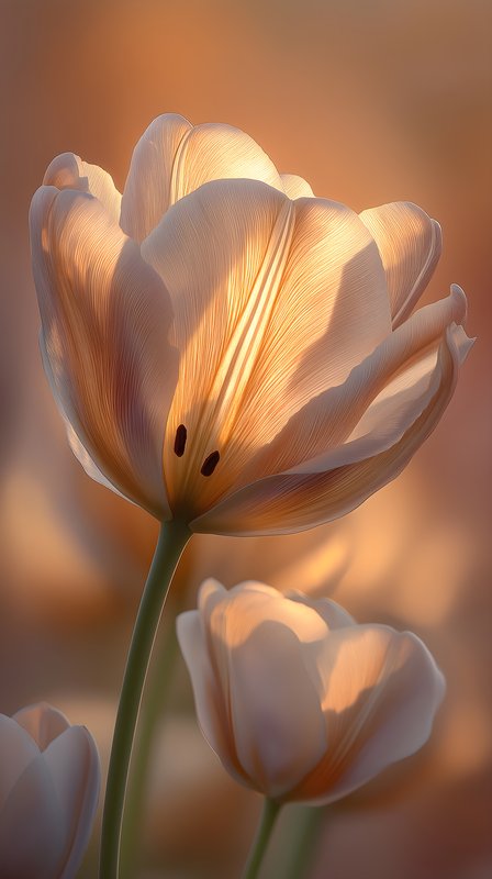 Close-up view of tulips in warm evening light Free Premium Stock Photo - stock photo