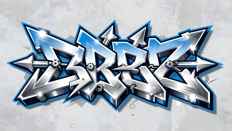 Urban graffiti design with silver and blue colors on wall Free Premium Stock Photo - stock photo