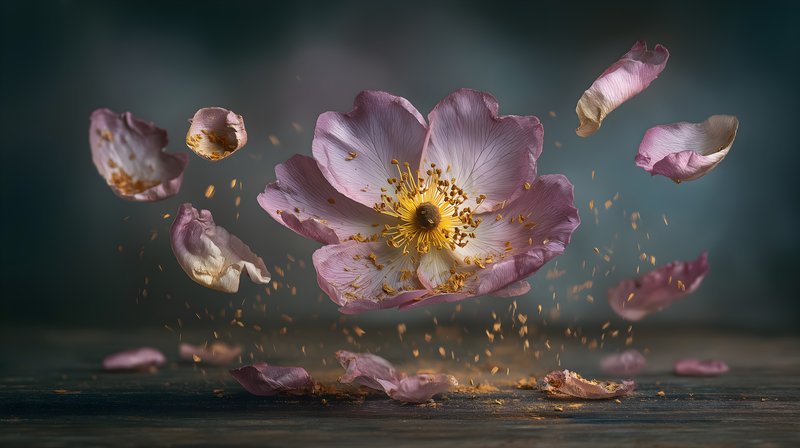 Flowers in motion with petals scattered in the air Free Premium Stock Photo - stock photo