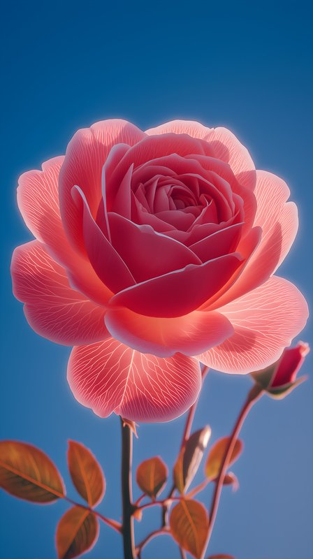 Bright rose blooms under clear sky in sunny garden Free Premium Stock Image - stock photo