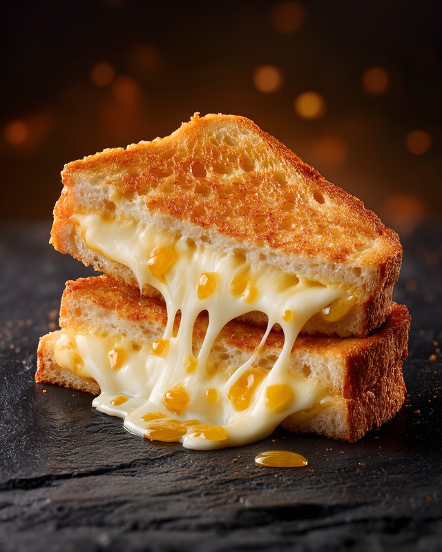 Grilled cheese sandwich with melted cheese and honey drizzle Free Premium Stock Photo - stock photo