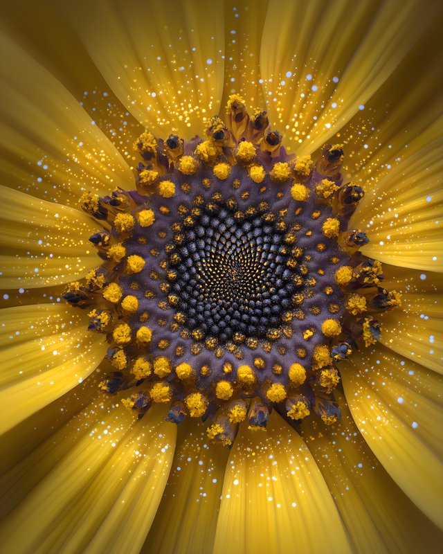 Bright flower center shows yellow petals and circular shape Free Premium Stock Photo - stock photo