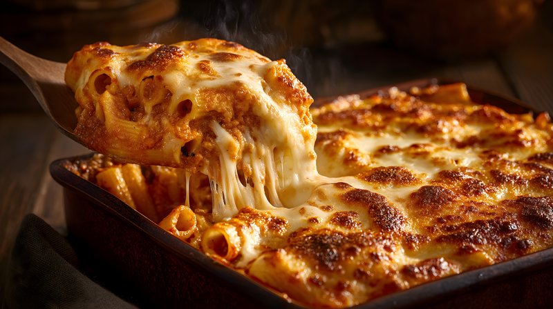 Delicious pasta dish served from a baking dish at dinner time Free Premium Stock Image - stock photo