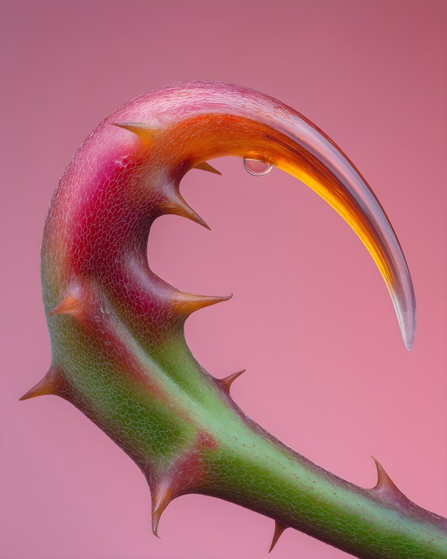 Close up view of a thorny plant with water droplet Free Premium Stock Photo - stock photo