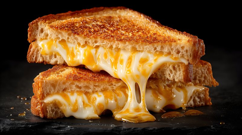 Melted cheese sandwiches served on a dark stone plate Free Premium Stock Photo - stock photo