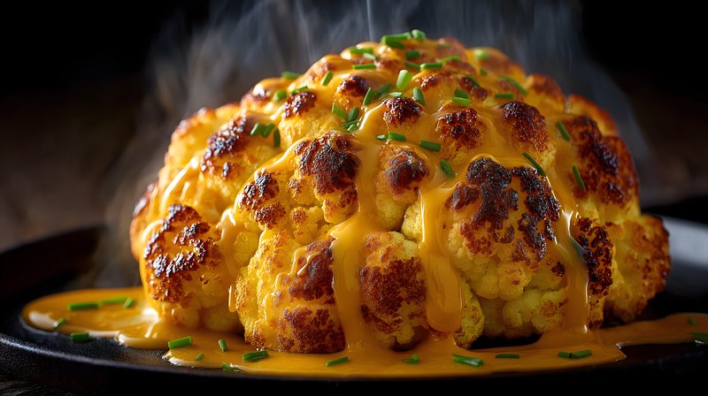 Cauliflower dish with cheese sauce served hot on a plate Free Premium Stock Photo - stock photo