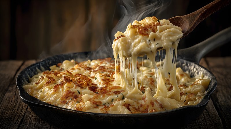Delicious cheese dish being served on a wooden table Free Premium Stock Photo - stock photo