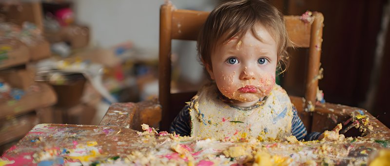 Child enjoys messy art session at home during daytime Free Premium Stock Photo - stock photo