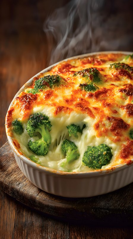 Broccoli dish with melted cheese cooks in a baking dish Free Premium Stock Image - stock photo