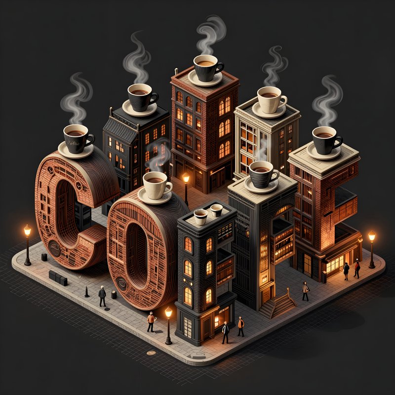 Coffee buildings create city scene with cups and steam Free Premium Stock Photo - stock photo