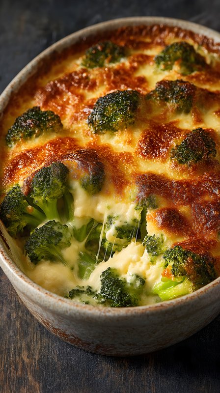 Broccoli and cheese dish served in a baked casserole bowl Free Premium Stock Photo - stock photo
