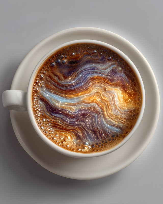 Coffee cup with colorful swirls on a light background Free Premium Stock Photo - stock photo