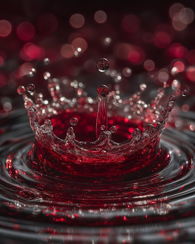 Water splash forms crown shape in red liquid background Free Premium Stock Photo - stock photo