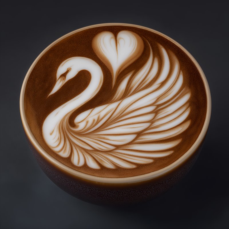 Coffee art shows a swan design in a cup Free Premium Stock Photo - stock photo