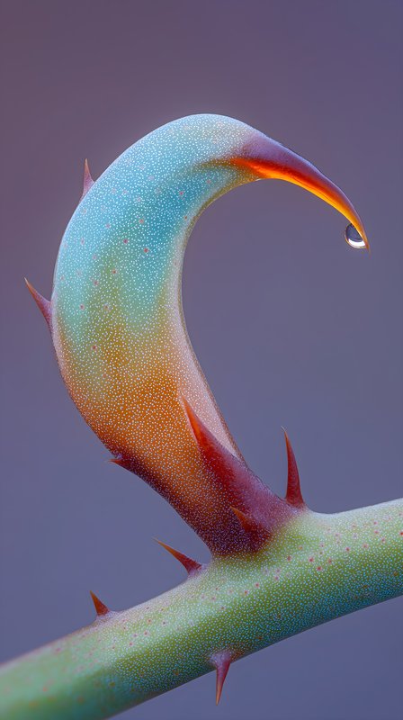 Colorful thorn with water droplet on plant stem in nature Free Premium Stock Image - stock photo