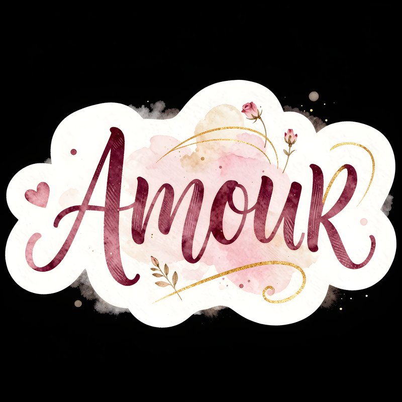 Word art design with the term Amour in pink and gold Free Premium Stock Photo - stock photo