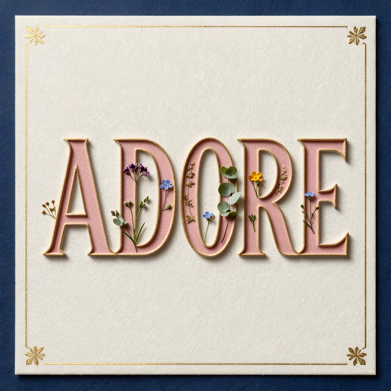 Creative art piece features word adore with flowers Free Premium Stock Image - stock photo