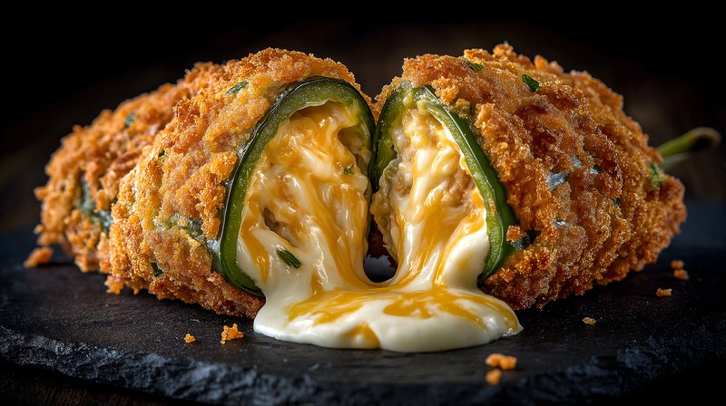 Cheese and jalapeno stuffed peppers with crispy coating Free Premium Stock Image - stock photo