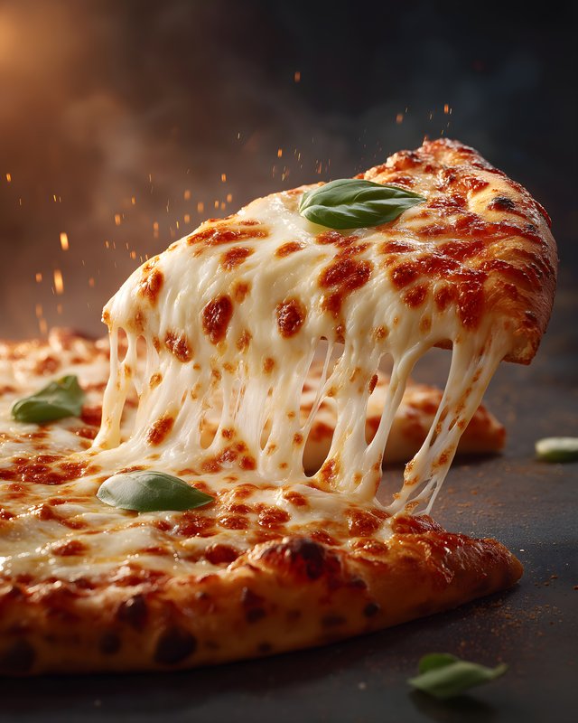 Freshly baked pizza with melting cheese and basil leaves Free Premium Stock Photo - stock photo