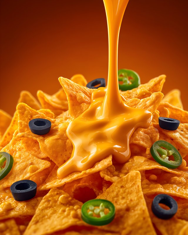 Melted cheese pouring over chips with toppings in a bowl Free Premium Stock Photo - stock photo