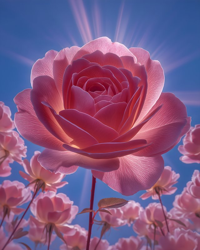 Colorful rose stands out in a field of flowers Free Premium Stock Photo - stock photo