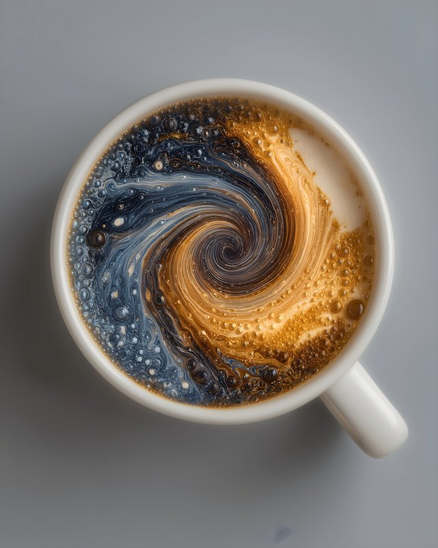 Coffee in a cup shows swirling colors and patterns Free Premium Stock Photo - stock photo
