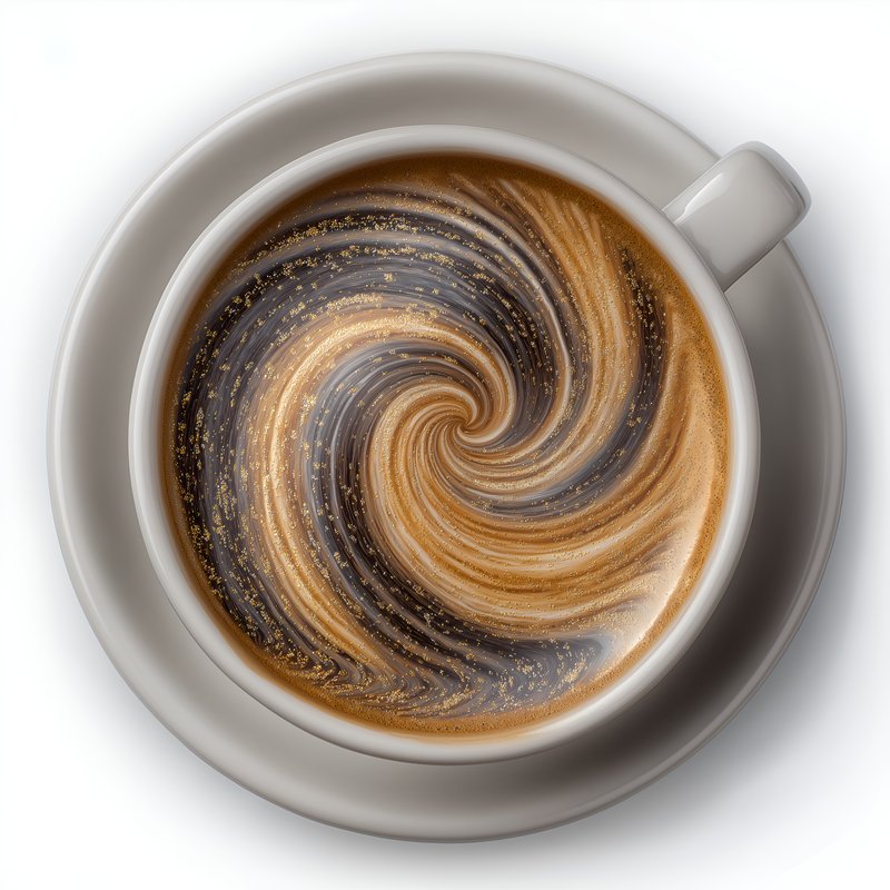 Swirl of coffee in a cup on a white surface Free Premium Stock Photo - stock photo