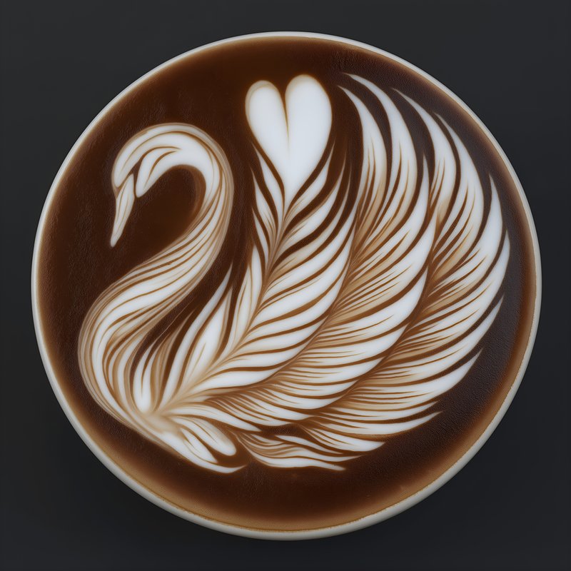 Swan art on coffee in a cafe setting Free Premium Stock Image - stock photo