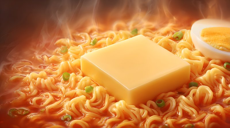 Hot noodle soup with cheese and egg Free Premium Stock Photo - stock photo