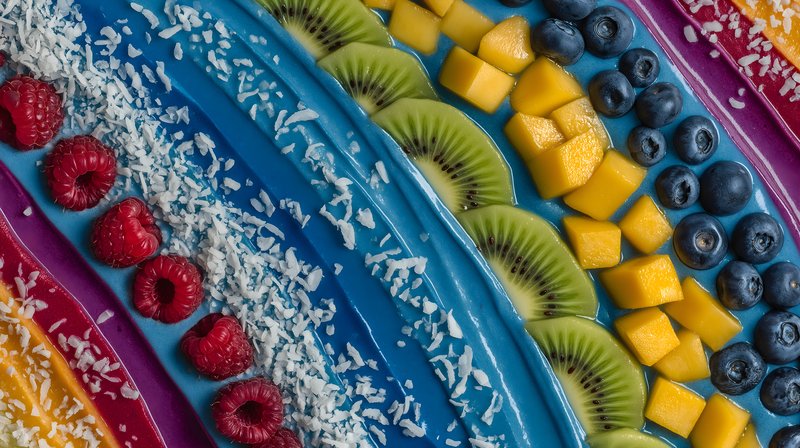 Colorful fruit arrangement on a flat surface in daytime Free Premium Stock Photo - stock photo