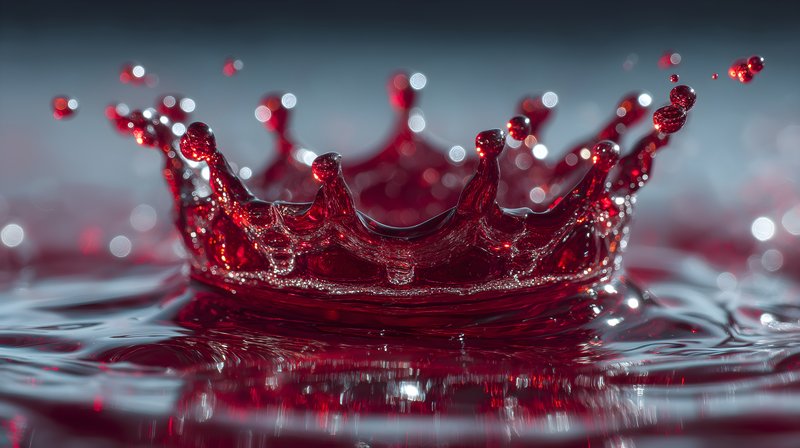 Red liquid splash forms crown shape during impact Free Premium Stock Image - stock photo