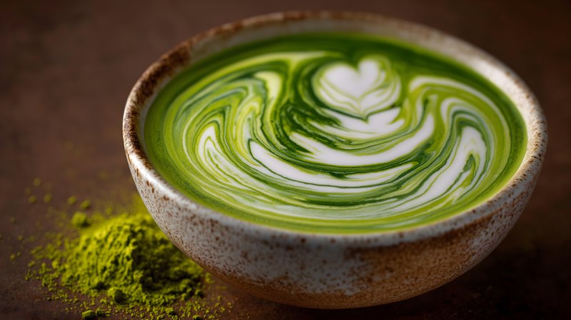 Matcha green tea preparation with milk in a bowl Free Premium Stock Photo - stock photo