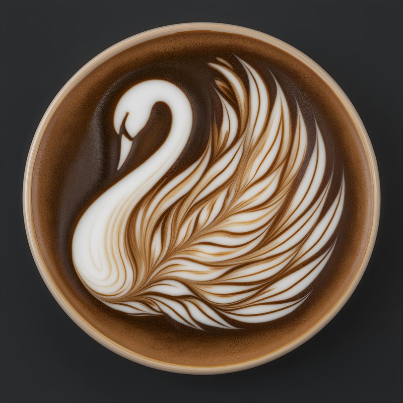 Coffee art shows a swan in a cup with warm colors Free Premium Stock Photo - stock photo