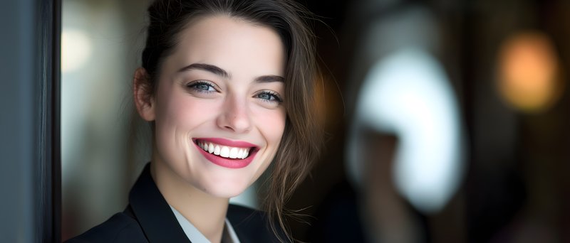 Smiling woman in a business setting during the day Free Premium Stock Photo - stock photo