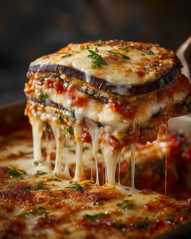 Eggplant dish with layers of cheese and sauce served hot Free Premium Stock Photo - stock photo
