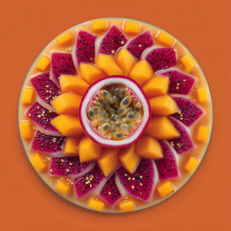 Fresh fruit arrangement on a round plate with bright colors Free Premium Stock Image - stock photo