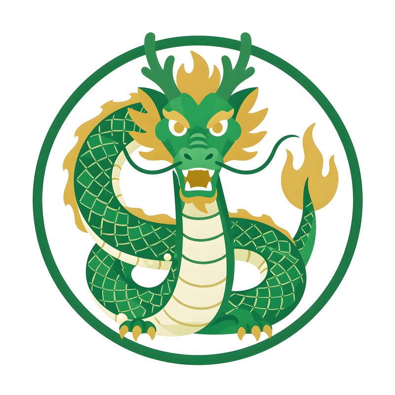 Dragon design with green and gold colors Free Premium Stock Image - stock photo