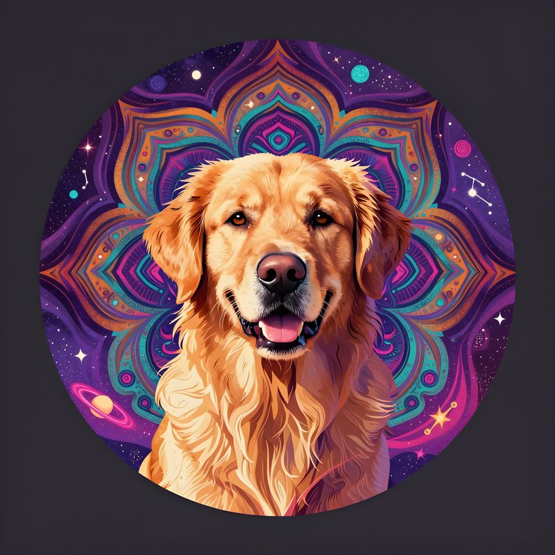 Golden retriever with colorful background design Free Premium Stock Photo - stock photo